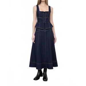 NEW MOON RIVER lace-up corset top in denim